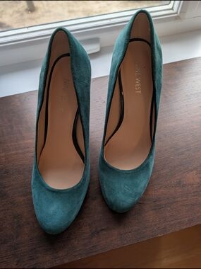 Nine West Teal Suede Classic Pumps - Women's